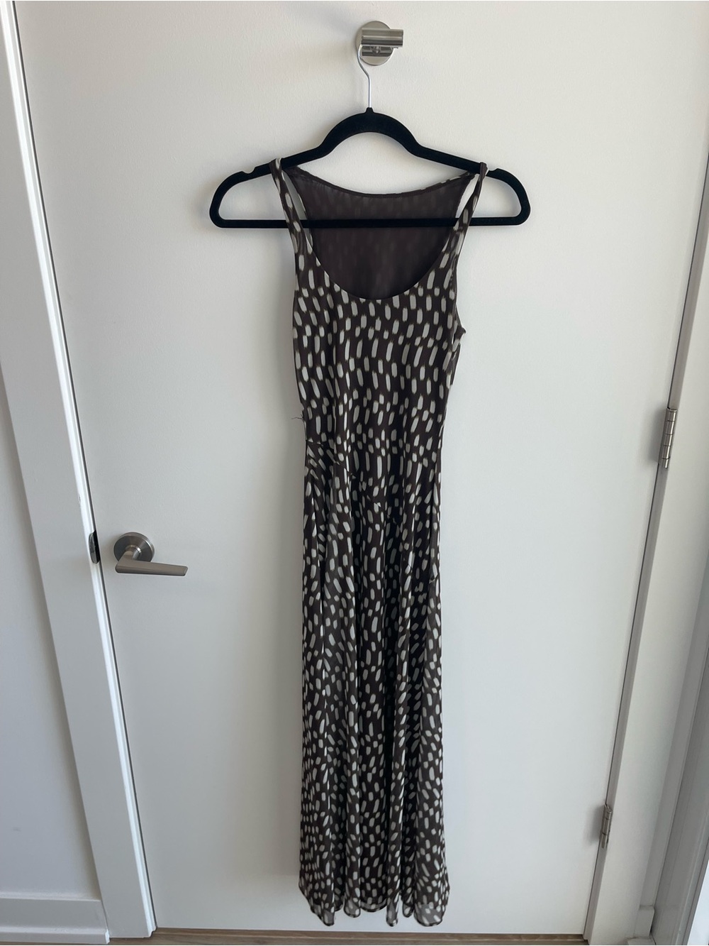 Skatie Mesh Sleeveless Brown & Cream Patterned Maxi Dress